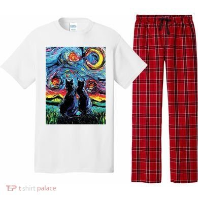 Scary Night Cat Van Gogh Art Pajama Set