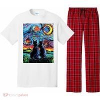 Scary Night Cat Van Gogh Art Pajama Set thumb 0