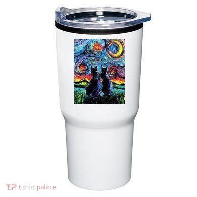 Scary Night Cat Van Gogh Art Tumbler