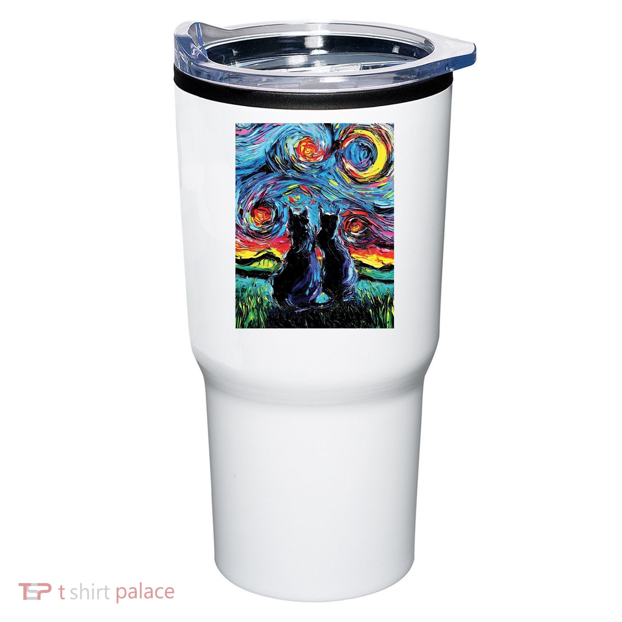 Scary Night Cat Van Gogh Art Tumbler