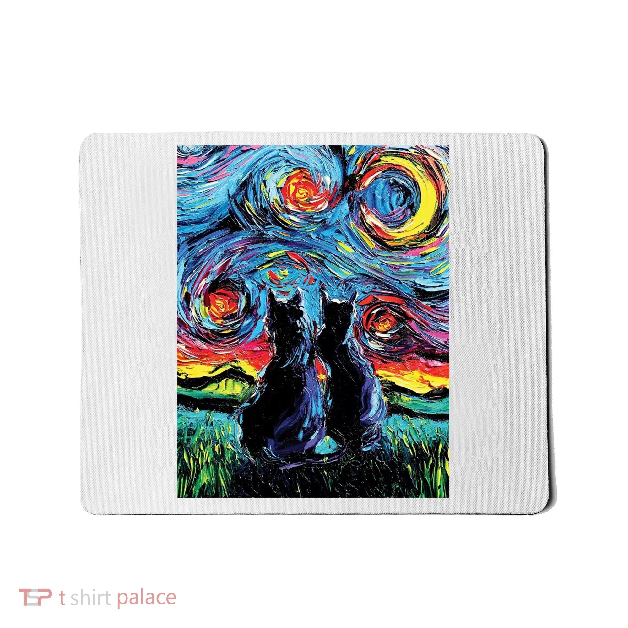 Scary Night Cat Van Gogh Art Mousepad