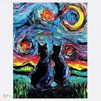 Scary Night Cat Van Gogh Art Mousepad thumb 1