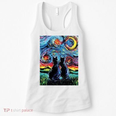 Scary Night Cat Van Gogh Art Women's Tank Top