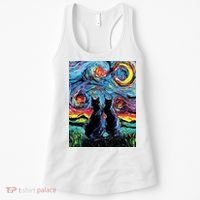 Scary Night Cat Van Gogh Art Women's Tank Top thumb 0