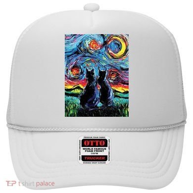 Scary Night Cat Van Gogh Art Hat