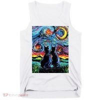 Scary Night Cat Van Gogh Art Tank Top thumb 0