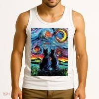 Scary Night Cat Van Gogh Art Tank Top thumb 3