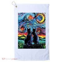 Scary Night Cat Van Gogh Art Golf Towel thumb 0