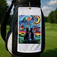 Scary Night Cat Van Gogh Art Golf Towel thumb 2