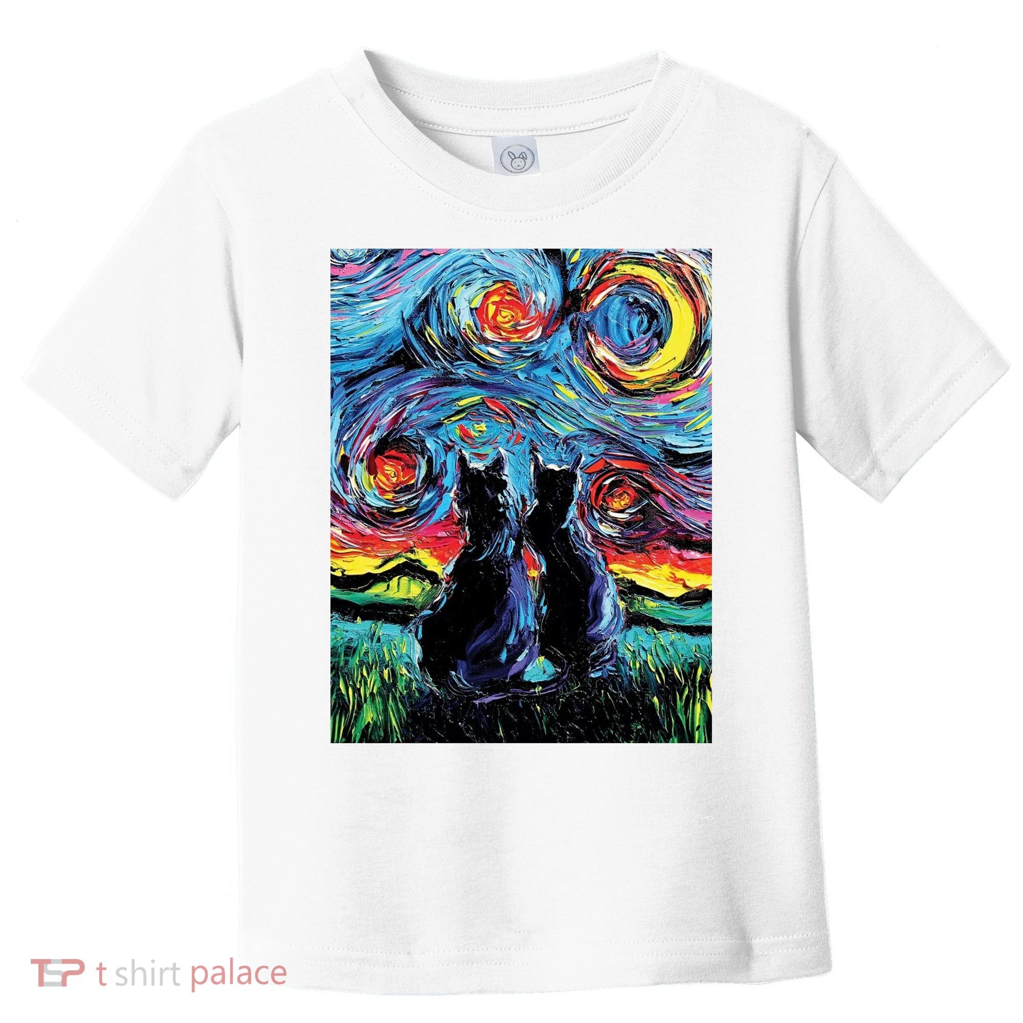 Scary Night Cat Van Gogh Art Toddler T-Shirt