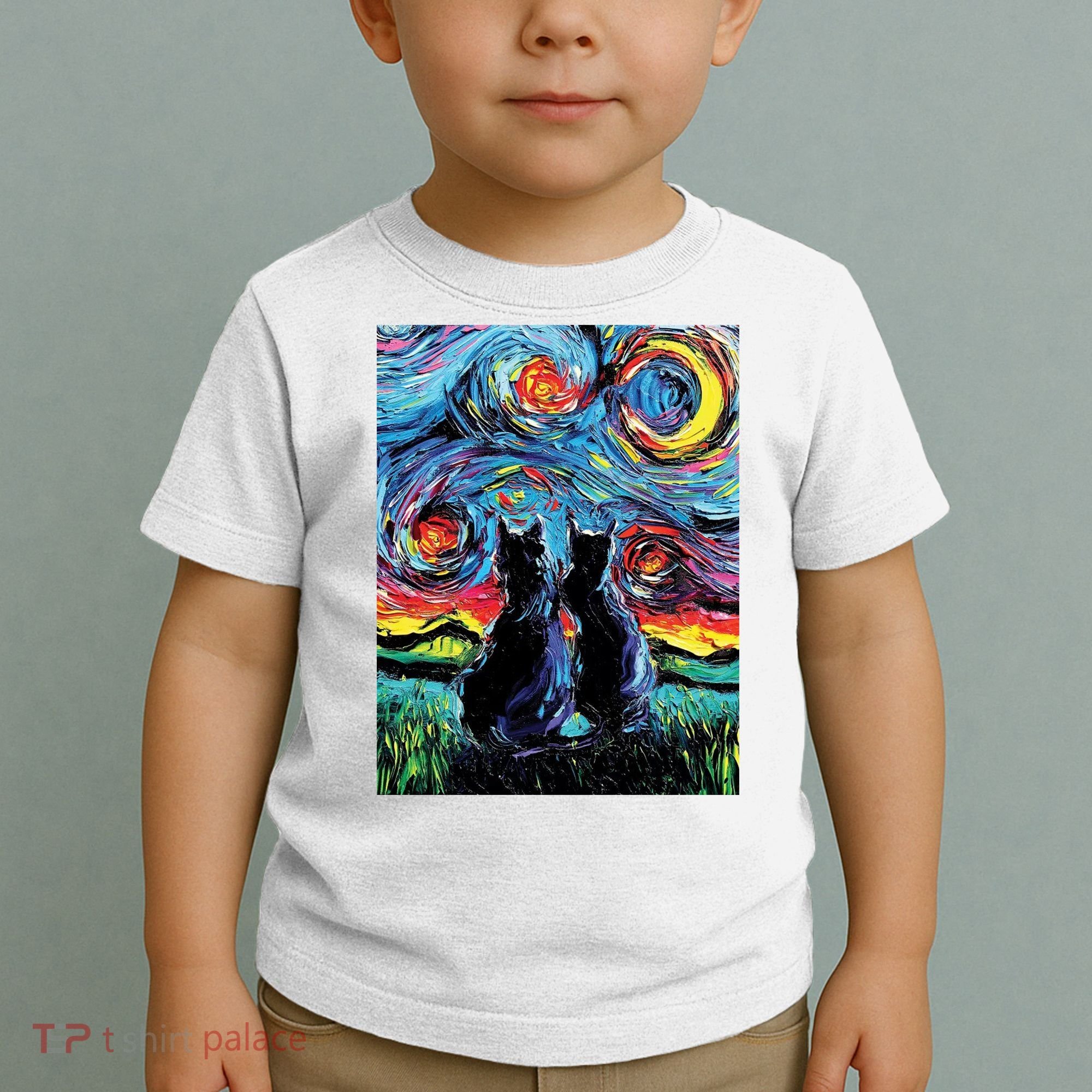 Scary Night Cat Van Gogh Art Toddler T-Shirt