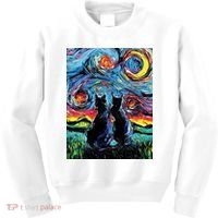 Scary Night Cat Van Gogh Art Kids Sweatshirt thumb 0