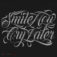 Smile Now Cry Later Tattoo Chicano Lettering Apron thumb 3
