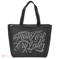 Smile Now Cry Later Tattoo Chicano Lettering Tote Bag thumb 0