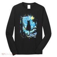 Starry Night Cat Van Gogh Cat Long Sleeve Shirt thumb 0