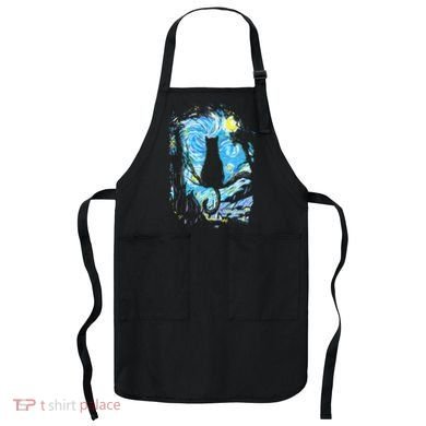 Starry Night Cat Van Gogh Cat Apron