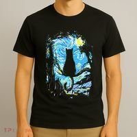 Starry Night Cat Van Gogh Cat T-Shirt thumb 3
