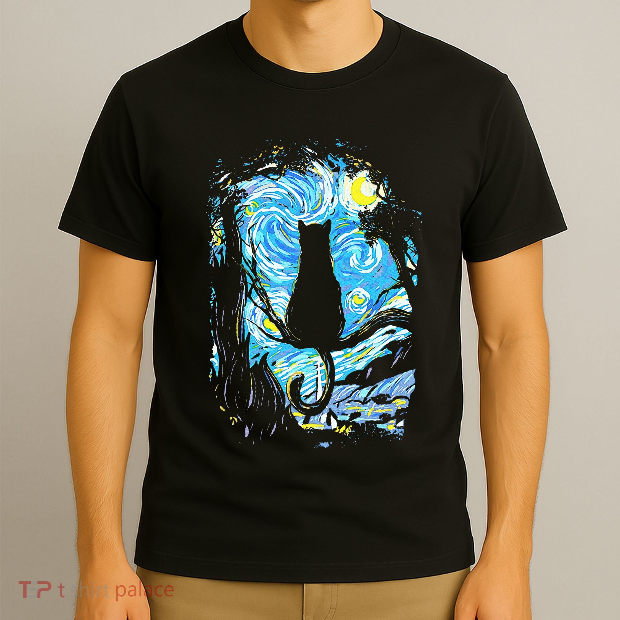 Starry Night Cat Van Gogh Cat T-Shirt