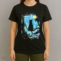 Starry Night Cat Van Gogh Cat T-Shirt thumb 4