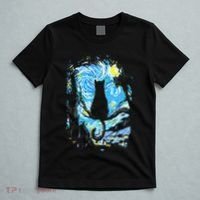 Starry Night Cat Van Gogh Cat T-Shirt thumb 5