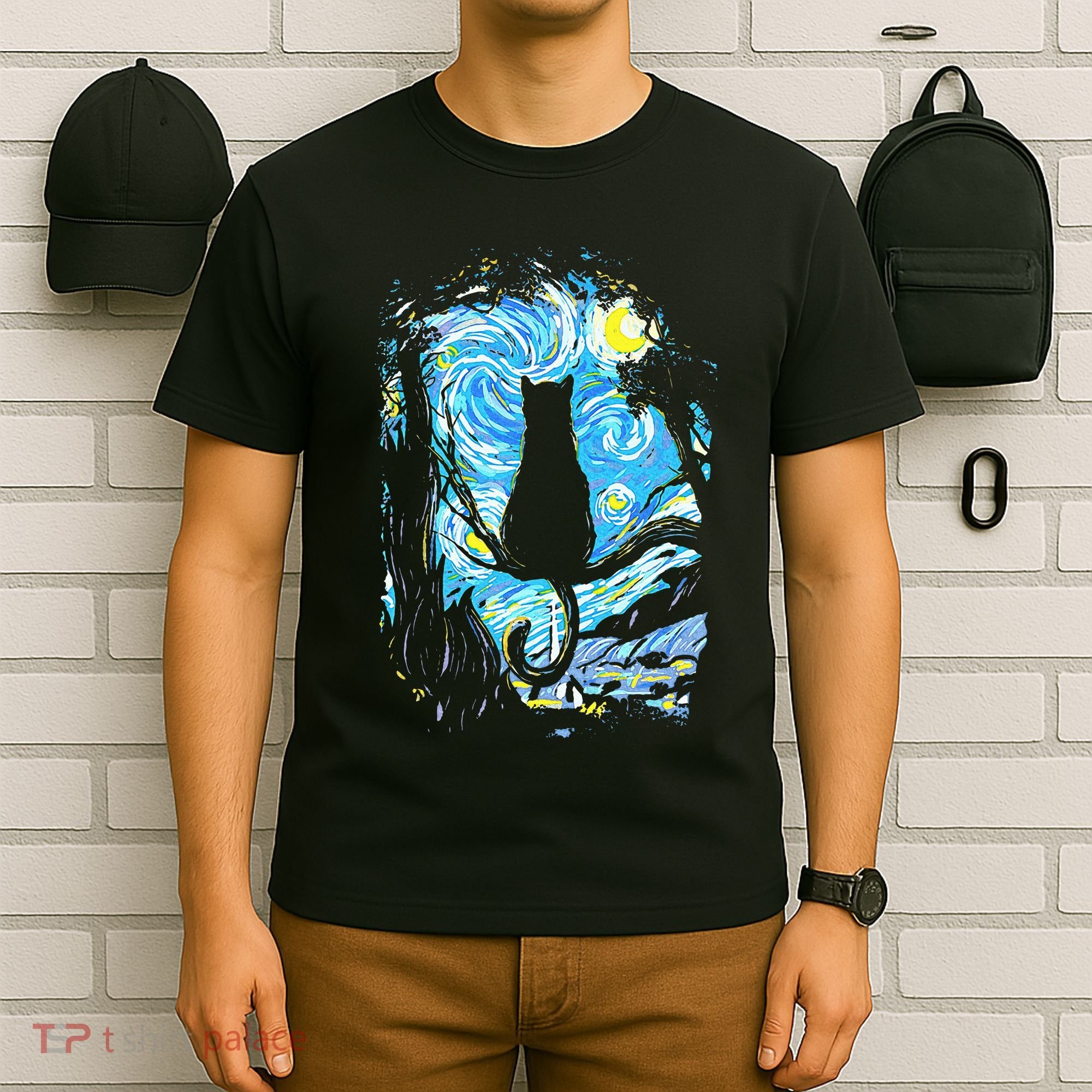 Starry Night Cat Van Gogh Cat T-Shirt