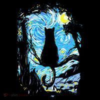 Starry Night Cat Van Gogh Cat T-Shirt thumb 7