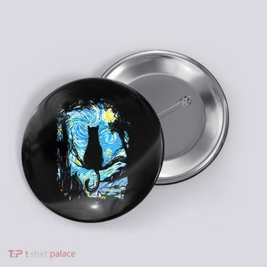 Starry Night Cat Van Gogh Cat Button