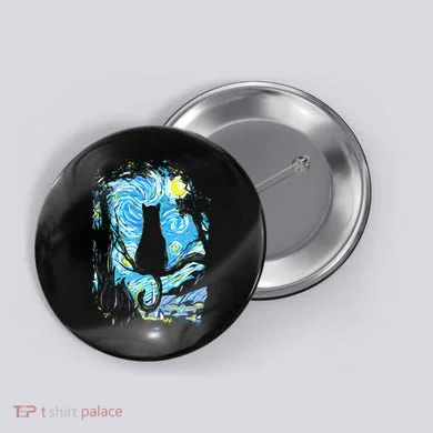 Starry Night Cat Van Gogh Cat Button