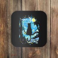 Starry Night Cat Van Gogh Cat Coaster thumb 0