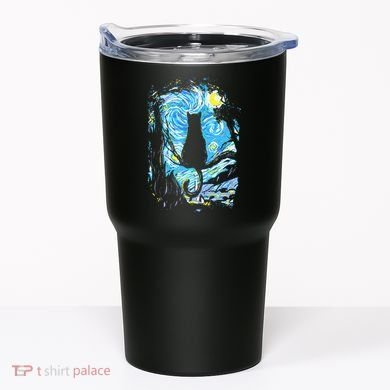 Starry Night Cat Van Gogh Cat Tumbler