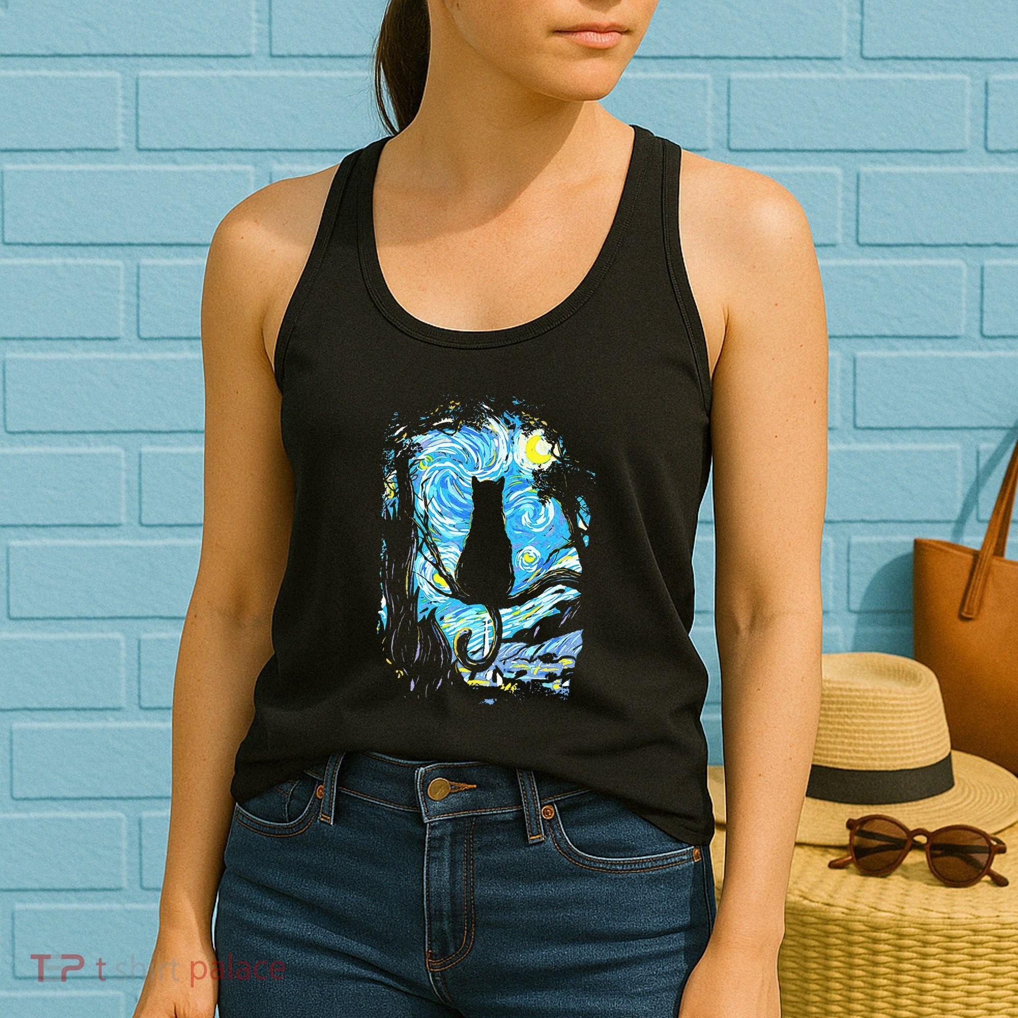 Starry Night Cat Van Gogh Cat Women's Tank Top