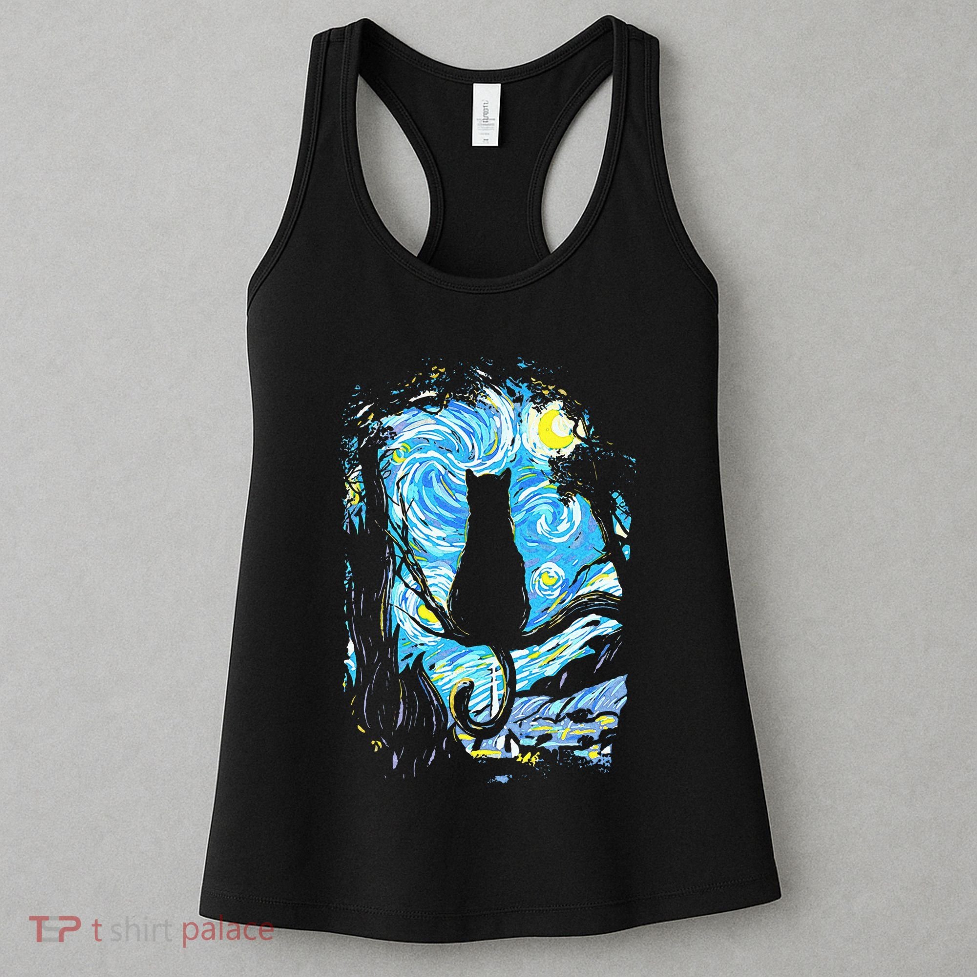 Starry Night Cat Van Gogh Cat Women's Tank Top