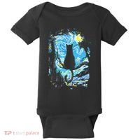 Starry Night Cat Van Gogh Cat Baby Bodysuit thumb 0