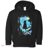 Starry Night Cat Van Gogh Cat Toddler Hoodie thumb 0