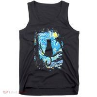 Starry Night Cat Van Gogh Cat Tank Top thumb 0