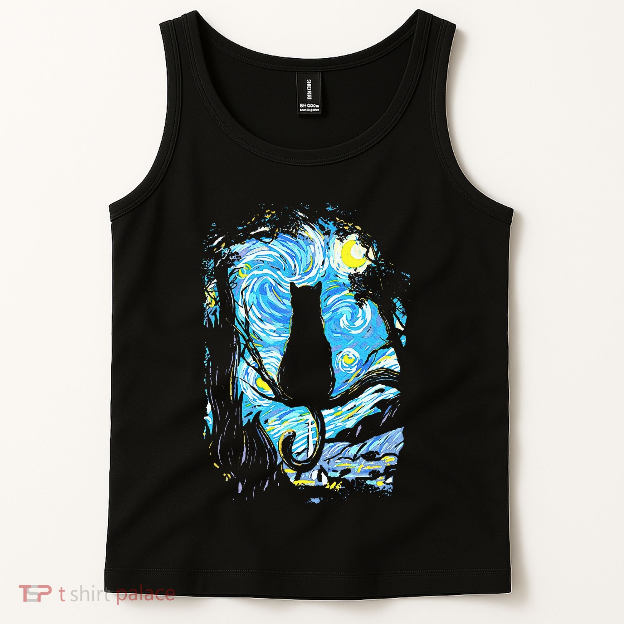 Starry Night Cat Van Gogh Cat Tank Top