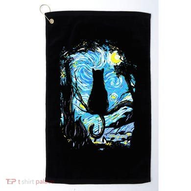 Starry Night Cat Van Gogh Cat Golf Towel