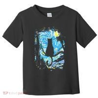 Starry Night Cat Van Gogh Cat Toddler T-Shirt thumb 0