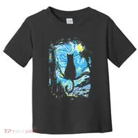 Starry Night Cat Van Gogh Cat Toddler T-Shirt thumb 0
