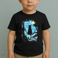 Starry Night Cat Van Gogh Cat Toddler T-Shirt thumb 2