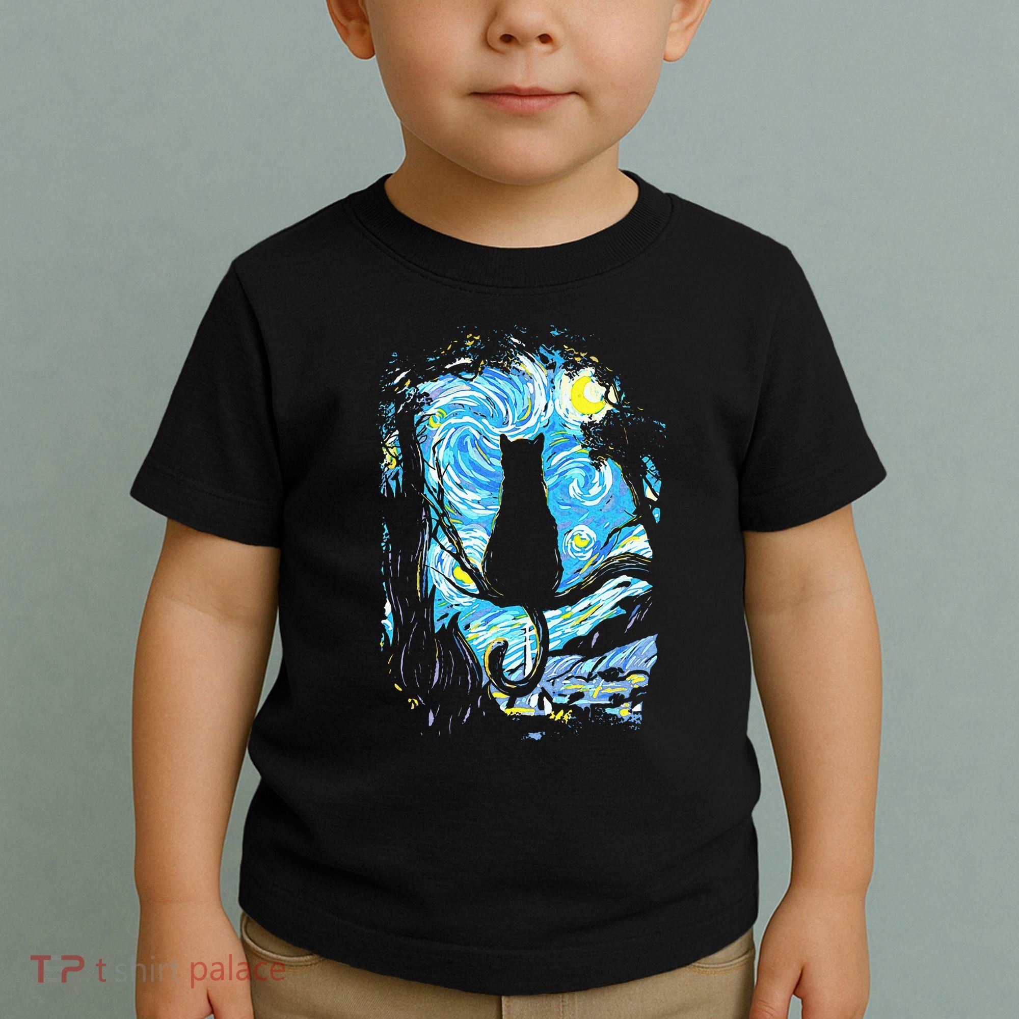 Starry Night Cat Van Gogh Cat Toddler T-Shirt