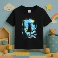 Starry Night Cat Van Gogh Cat Toddler T-Shirt thumb 3