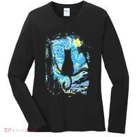 Starry Night Cat Van Gogh Cat Women's Long Sleeve Shirt thumb 0