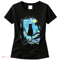 Starry Night Cat Van Gogh Cat Women's T-Shirt thumb 0