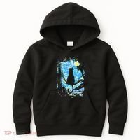 Starry Night Cat Van Gogh Cat Kids Hoodie thumb 0
