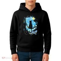Starry Night Cat Van Gogh Cat Kids Hoodie thumb 4