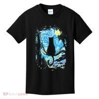 Starry Night Cat Van Gogh Cat Kids T-Shirt thumb 0