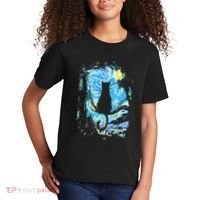 Starry Night Cat Van Gogh Cat Kids T-Shirt thumb 2