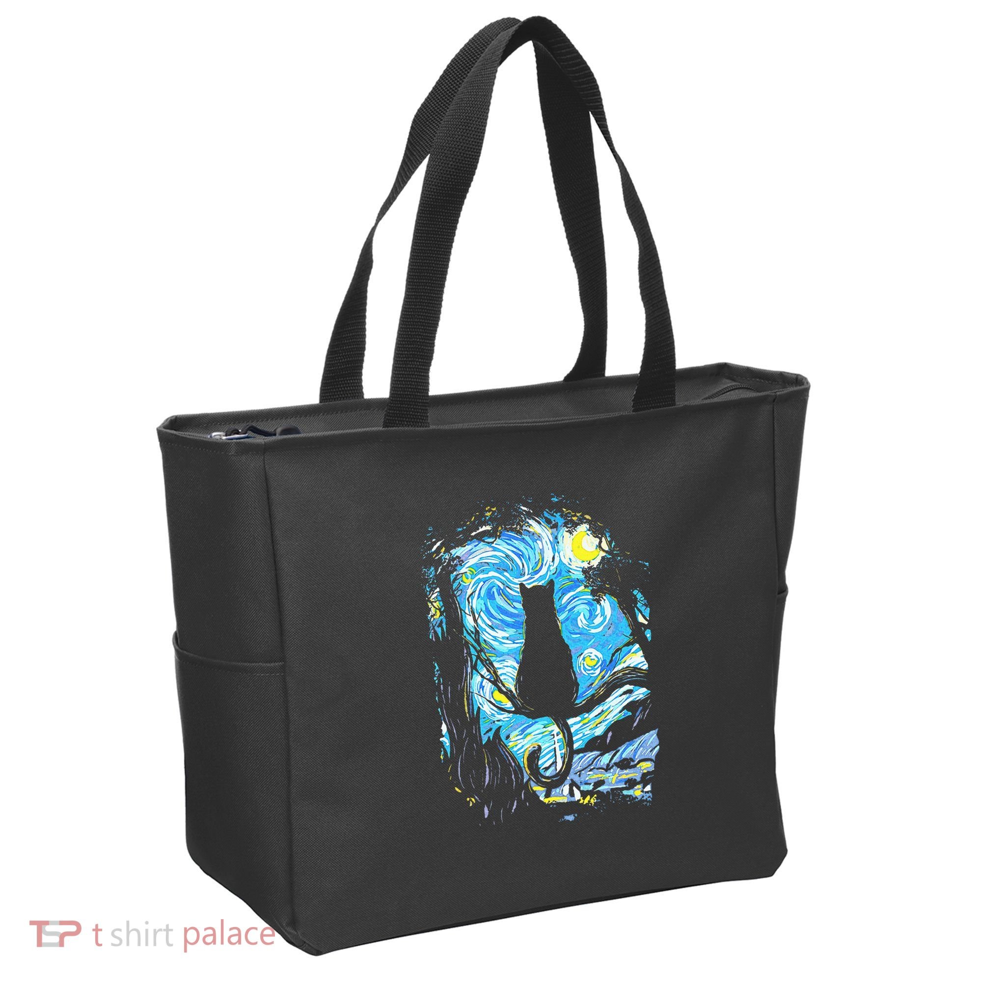 Starry Night Cat Van Gogh Cat Tote Bag