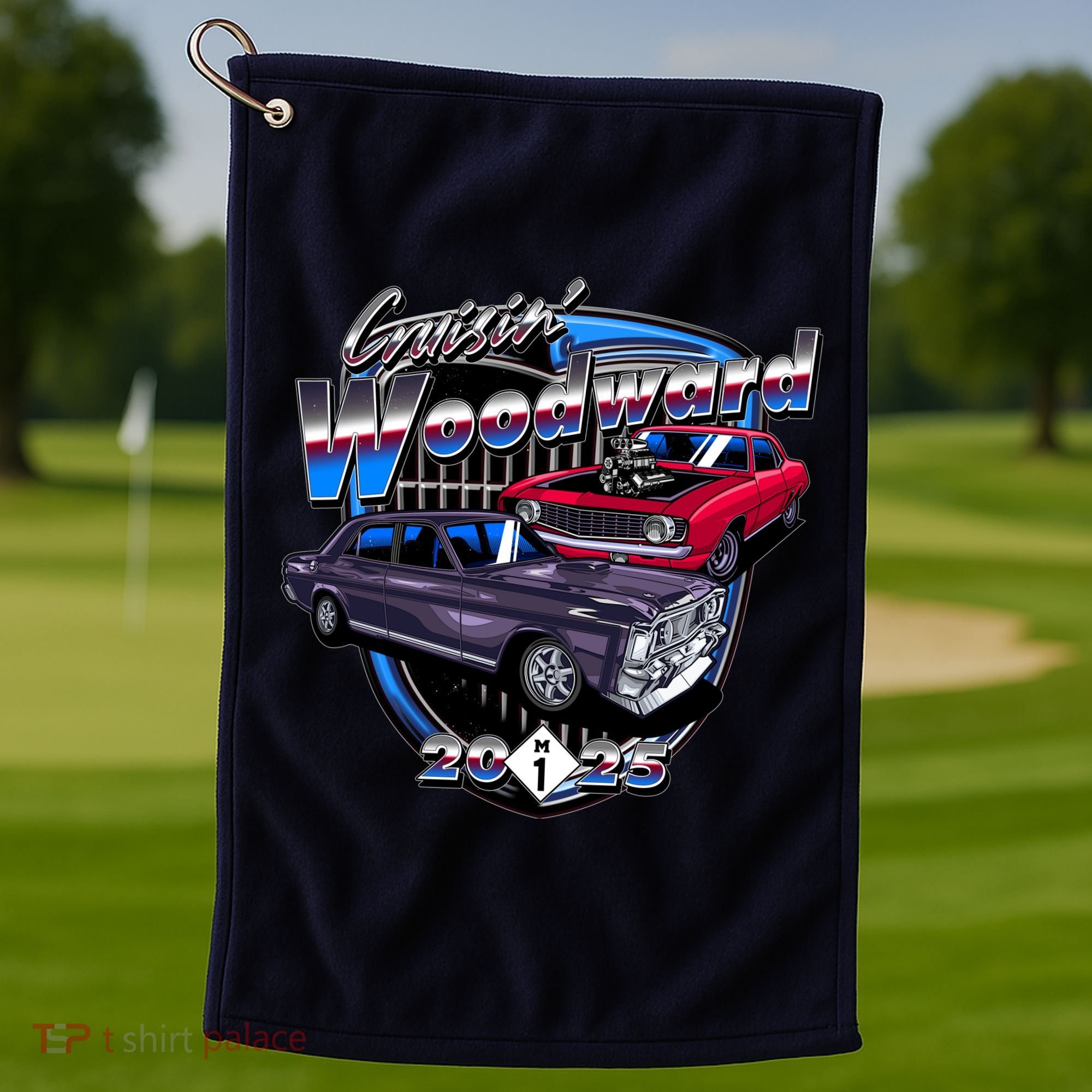Summer Nights Cruising Woodward 2025 Golf Towel